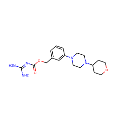 NC(N)=NC(=O)OCc1cccc(N2CCN(C3CCOCC3)CC2)c1 ZINC000204307747