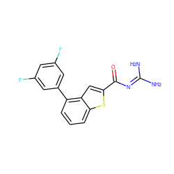 NC(N)=NC(=O)c1cc2c(-c3cc(F)cc(F)c3)cccc2s1 ZINC000028525542