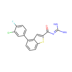 NC(N)=NC(=O)c1cc2c(-c3ccc(F)c(Cl)c3)cccc2s1 ZINC000028524096