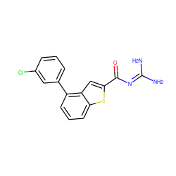 NC(N)=NC(=O)c1cc2c(-c3cccc(Cl)c3)cccc2s1 ZINC000028523173