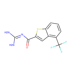 NC(N)=NC(=O)c1cc2c(C(F)(F)F)cccc2s1 ZINC000028524603