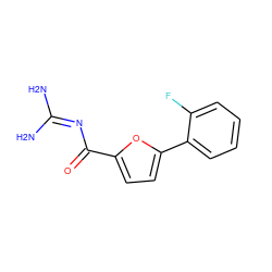 NC(N)=NC(=O)c1ccc(-c2ccccc2F)o1 ZINC000013642631