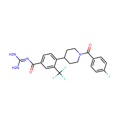 NC(N)=NC(=O)c1ccc(C2CCN(C(=O)c3ccc(F)cc3)CC2)c(C(F)(F)F)c1 ZINC000095555806