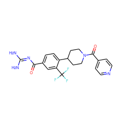 NC(N)=NC(=O)c1ccc(C2CCN(C(=O)c3ccncc3)CC2)c(C(F)(F)F)c1 ZINC000095553305