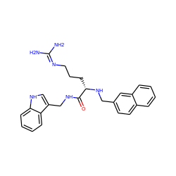 NC(N)=NCCC[C@H](NCc1ccc2ccccc2c1)C(=O)NCc1c[nH]c2ccccc12 ZINC000013440189