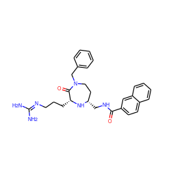 NC(N)=NCCC[C@H]1N[C@@H](CNC(=O)c2ccc3ccccc3c2)CCN(Cc2ccccc2)C1=O ZINC000206923928