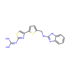 NC(N)=Nc1nc(-c2ccc(CNc3nc4ccccc4[nH]3)s2)cs1 ZINC000015796001