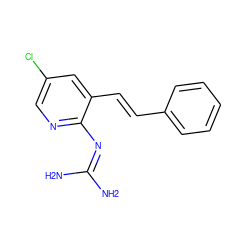 NC(N)=Nc1ncc(Cl)cc1/C=C/c1ccccc1 ZINC000013436563