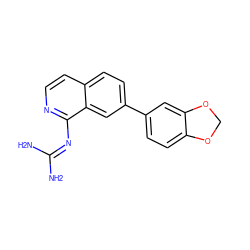 NC(N)=Nc1nccc2ccc(-c3ccc4c(c3)OCO4)cc12 ZINC000026961443