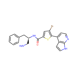 NC[C@@H](Cc1ccccc1)NC(=O)c1cc(Br)c(-c2ccnc3[nH]ccc23)s1 ZINC000040407850