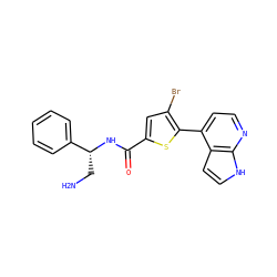 NC[C@@H](NC(=O)c1cc(Br)c(-c2ccnc3[nH]ccc23)s1)c1ccccc1 ZINC000040892521