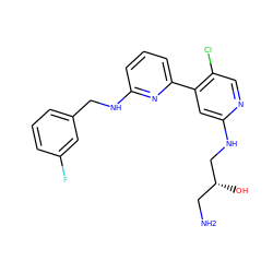 NC[C@@H](O)CNc1cc(-c2cccc(NCc3cccc(F)c3)n2)c(Cl)cn1 ZINC000169703784