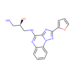 NC[C@@H](O)CNc1nc2ccccc2n2nc(-c3ccco3)nc12 ZINC000029124136