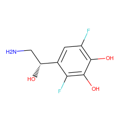 NC[C@@H](O)c1cc(F)c(O)c(O)c1F ZINC000013834247