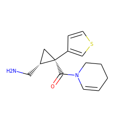 NC[C@@H]1C[C@@]1(C(=O)N1C=CCCC1)c1ccsc1 ZINC000029042658