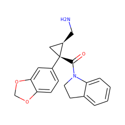 NC[C@@H]1C[C@@]1(C(=O)N1CCc2ccccc21)c1ccc2c(c1)OCO2 ZINC000029047744