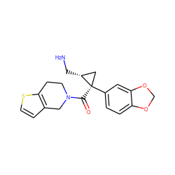 NC[C@@H]1C[C@@]1(C(=O)N1CCc2sccc2C1)c1ccc2c(c1)OCO2 ZINC000029047602