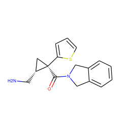 NC[C@@H]1C[C@@]1(C(=O)N1Cc2ccccc2C1)c1cccs1 ZINC000040891855