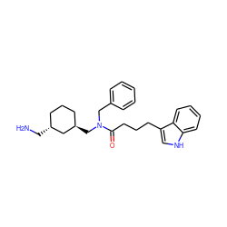 NC[C@@H]1CCC[C@@H](CN(Cc2ccccc2)C(=O)CCCc2c[nH]c3ccccc23)C1 ZINC000028826336