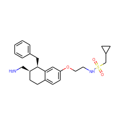 NC[C@@H]1CCc2ccc(OCCNS(=O)(=O)CC3CC3)cc2[C@@H]1Cc1ccccc1 ZINC000143575062