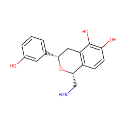 NC[C@@H]1O[C@H](c2cccc(O)c2)Cc2c1ccc(O)c2O ZINC000013823803