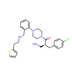 NC[C@H](Cc1ccc(Cl)cc1)C(=O)N1CCN(c2ccccc2CNCCc2cccs2)CC1 ZINC000003819442