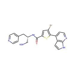 NC[C@H](Cc1ccncc1)NC(=O)c1cc(Br)c(-c2ccnc3[nH]ccc23)s1 ZINC000040974950