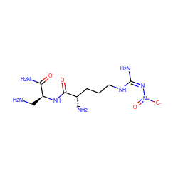 NC[C@H](NC(=O)[C@@H](N)CCCN/C(N)=N\[N+](=O)[O-])C(N)=O ZINC000013531435