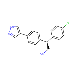 NC[C@H](c1ccc(Cl)cc1)c1ccc(-c2cn[nH]c2)cc1 ZINC000014960999