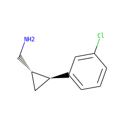 NC[C@H]1C[C@@H]1c1cccc(Cl)c1 ZINC000040956995