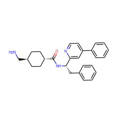 NC[C@H]1CC[C@H](C(=O)N[C@@H](Cc2ccccc2)c2cc(-c3ccccc3)ccn2)CC1 ZINC000257935918