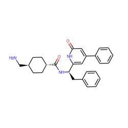 NC[C@H]1CC[C@H](C(=O)N[C@H](Cc2ccccc2)c2cc(-c3ccccc3)cc(=O)[nH]2)CC1 ZINC000299869686