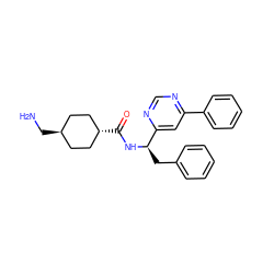 NC[C@H]1CC[C@H](C(=O)N[C@H](Cc2ccccc2)c2cc(-c3ccccc3)ncn2)CC1 ZINC000299870038