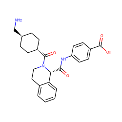 NC[C@H]1CC[C@H](C(=O)N2CCc3ccccc3[C@H]2C(=O)Nc2ccc(C(=O)O)cc2)CC1 ZINC001772582589