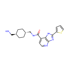 NC[C@H]1CC[C@H](CNC(=O)c2ccnc3nc(-c4cccs4)[nH]c23)CC1 ZINC000653680406