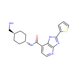 NC[C@H]1CC[C@H](NC(=O)c2ccnc3nc(-c4cccs4)[nH]c23)CC1 ZINC000653684268