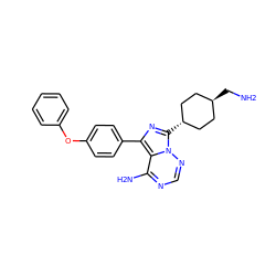 NC[C@H]1CC[C@H](c2nc(-c3ccc(Oc4ccccc4)cc3)c3c(N)ncnn32)CC1 ZINC000261189929