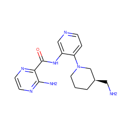 NC[C@H]1CCCN(c2ccncc2NC(=O)c2nccnc2N)C1 ZINC000103237659