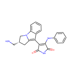 NC[C@H]1Cc2c(C3=C(Nc4ccccc4)C(=O)NC3=O)c3ccccc3n2C1 ZINC000013982578