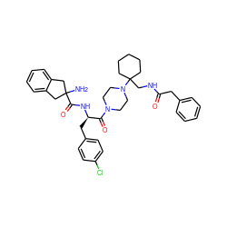 NC1(C(=O)N[C@H](Cc2ccc(Cl)cc2)C(=O)N2CCN(C3(CNC(=O)Cc4ccccc4)CCCCC3)CC2)Cc2ccccc2C1 ZINC000028529162