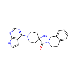 NC1(C(=O)N2CCc3ccccc3C2)CCN(c2ncnc3[nH]ccc23)CC1 ZINC000038209104