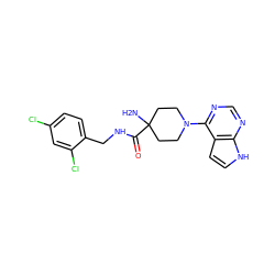 NC1(C(=O)NCc2ccc(Cl)cc2Cl)CCN(c2ncnc3[nH]ccc23)CC1 ZINC000045368487