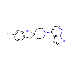 NC1(Cc2ccc(Cl)cc2)CCN(c2ccnc3[nH]ccc23)CC1 ZINC000045367007