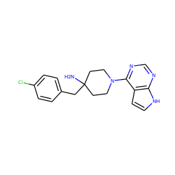 NC1(Cc2ccc(Cl)cc2)CCN(c2ncnc3[nH]ccc23)CC1 ZINC000016052630