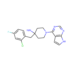 NC1(Cc2ccc(F)cc2Cl)CCN(c2ncnc3[nH]ccc23)CC1 ZINC000045391653