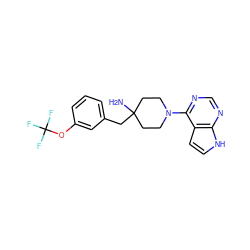 NC1(Cc2cccc(OC(F)(F)F)c2)CCN(c2ncnc3[nH]ccc23)CC1 ZINC000045358629