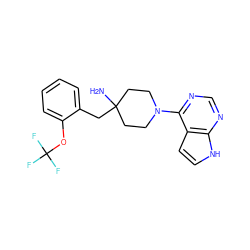 NC1(Cc2ccccc2OC(F)(F)F)CCN(c2ncnc3[nH]ccc23)CC1 ZINC000045371262