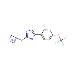 NC1(Cc2ncc(-c3ccc(OC(F)(F)F)cc3)[nH]2)COC1 ZINC000207274451