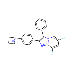 NC1(c2ccc(-c3nc4c(F)cc(F)cn4c3-c3ccccc3)cc2)CCC1 ZINC000224714756