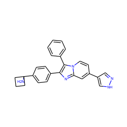 NC1(c2ccc(-c3nc4cc(-c5cn[nH]c5)ccn4c3-c3ccccc3)cc2)CCC1 ZINC000113656196